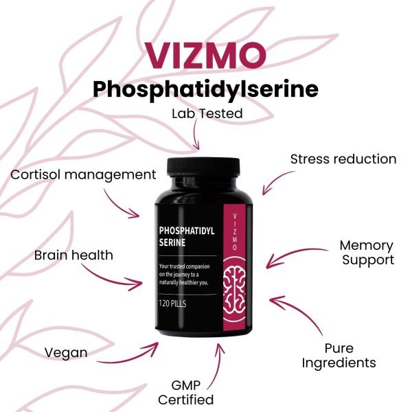 Phosphatidylserin von Vizmo – 120 vegane Kapseln für Konzentration, Gedächtnis, Stressreduktion & Gehirnleistung