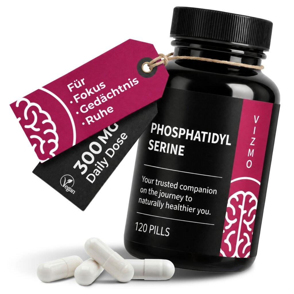 VIZMO Phosphatidylserin Kapseln – Titelbild mit Hängeetikett