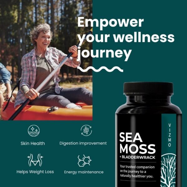 Vizmo Sea Moss Kapseln – natürliches Superfood für Haut, Verdauung, Energie & Gewichtsmanagement